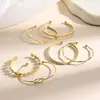 Joyería Europea y Americana Juego de Pulseras Metálicas Doble Corazón para Mujer, Juego de Seis Piezas de Pulseras Metálicas Geométricas Vintage