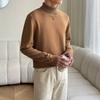 Suéter de gola alta masculino slim fit preto outono e inverno novo suéter de malha grossa coreano moda masculina camisa de base interna