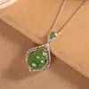 Colgante de Plata S925 para Mujer con Incrustación de Jade de Calabaza Natural, Collar Minimalista de Lujo Ligero de Moda