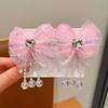 Presilha de Cabelo Infantil JK Laço Presilha Bico de Pato Fofa Presilha Atrás da Cabeça Acessórios de Cabelo de Princesa Uniforme JK Tecido Xadrez Grampo de Cabelo