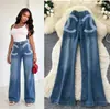 Jeans retro de pierna ancha de cintura alta para mujer, estilo coreano de nicho, corte holgado, adelgazantes, pantalones largos rectos bordados, colección de otoño 2026