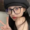 Gafas de melanina ultraligeras de montura grande para mujer, gafas planas de miopía, se pueden equipar con hombres de alto valor, cara súper visible, pequeñas, a la moda, combinan con todo