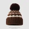 Gorro de lana para niños de comercio exterior, gorro de punto jacquard estilo americano transfronterizo, gorro de punto con pompón grande estilo coreano para niños, cálido para niños