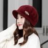 Chapéu de Outono e Inverno Feminino Fashionável Versátil Quente de Lã Tricotada para Meia-idade e Idosos Estilo Coreano Fashionável de Veludo Chapéu de Lã para Mãe