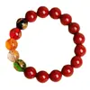 Pulsera Dios de la Riqueza de cinco vías cinabrio de imitación para hombres y mujeres año de nacimiento madera dorada agua fuego tierra pulsera de ágata de cinco colores venta al por mayor en vivo