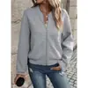 Ropa de Mujer Primavera y Otoño Transfronteriza Amazon Europea y Americana Nueva Moda Cuadros Cierre Cuello Redondo Manga Larga Chaqueta Mujer