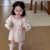 Vestido de Niña 2026 Otoño Nuevo Estilo con Cuello de Encaje de Lunares Estilo Coreano Ropa para Niños Vestido de Princesa Otoño para Bebé Moderno