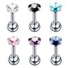 Aretes de Acero Inoxidable con Zirconia en Forma de Corazón Perforación Zirconia de Color Mixto Aretes Pequeños Uña para Hueso de la Oreja Joyería para Perforación Corporal