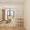 Divisória de vidro francesa sala de estar estilo creme portas e janelas arqueadas retrô hall de entrada tela de aço inoxidável janelas falsas parede de bloqueio