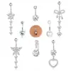 Bestseller internacional: Conjunto de 8 peças de piercing de umbigo com design de borboleta, aço inoxidável, joia corporal de piercing de umbigo de alta qualidade