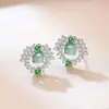 Aretes Colgantes de Flor de Agua Azul Jade Natural Grado A Batata Roja Dulce Tipo Hielo Jade Pendientes de Moda de Gama Alta para Mujer