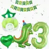 Sombrero de cumpleaños lindo para bebé transfronterizo, set de globos de dinosaurio pequeño, decoración de escena de cumpleaños para niños, regalo para el primer cumpleaños