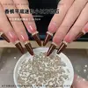 Mini Pedrería Rectangular de Circonita Color Champaña con Base Plana para Uñas, Pedrería Larga en Tira para Uñas, Pedrería Champaña, Pedrería de Circonita para Uñas