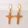 Aogu Moda Europea y Americana Baño de Cobre Oro de 18K Zircón Aretes Geométricos para Mujer Ins Nicho Aretes Personalizados Suministro Transfronterizo