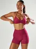 2026 Nuevo Conjunto de Yoga Sin Costuras de Lunares Europeo y Americano con Almohadillas en el Pecho, Cuello Halter, Espalda Hermosa, Shorts Levanta Glúteos, Conjunto de Dos Piezas para Fitness