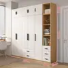 Armario de Madera Maciza para Uso Doméstico, Armario con Puertas Correderas para Dormitorio, Armario Infantil Multicapa Simple Estilo Europeo, Armario Grande para Viviendas de Alquiler