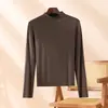 Venta al por mayor transfronteriza europea y americana de tops finos de otoño para mujer, cuello medio, talla grande, manga larga, ropa interior cálida, adecuada para usar en capas o como prenda exterior