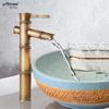 Lavabo de mostrador de bambú antiguo para exterior e interior Lavabo de cobre estilo europeo antiguo de un solo orificio Lámpara mágica Lavabo de mostrador Grifo de agua fría y caliente