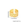 Anillo abierto de moda transfronterizo con pliegues en forma de corazón, elegante y de lujo ligero, versátil y exquisito, anillo para dedo índice de acero de titanio chapado en oro para mujer