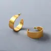 Brincos de Argola Lisos em Arco Banhados a Ouro Real 18K de Cobre, Estilo Europeu e Americano de Luxo Leve, com Tarraxas de Prata S925, Brincos Simples Versáteis de Alta Qualidade