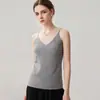 Camiseta sin mangas fina de cachemir para mujer, cuello en V, tirantes finos tipo espagueti, color liso, corte ajustado, capa base, Otoño/Invierno, nueva, sin mangas, ropa interior, espalda bonita