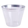 Vaso de plástico color bronceado de 9 oz al por mayor, vaso desechable plateado para vino, vaso para comida occidental, vaso para helado