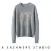 Nuevo suéter de punto bordado para otoño e invierno, top tipo jersey casual ajustado para mujer, de punto grueso, cuello redondo, camiseta base de lana