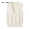 Chaleco de cachemira con tejido liso de 7 agujas, reversible, hilo con lentejuelas brillantes para mujer, jersey de cuello en V con hilo de lentejuelas, suéter de punto en capas