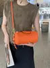 Bolso de Moda para Mujer Piel Genuina Transfronterizo Transmisión en Vivo Capa Superior Piel de Vaca Bolso Cilíndrico Bolso de Hombro Cruzado Bolso de Cosméticos de Nicho 66045