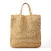 Bolsa de palha trançada feminina, bolsa de praia para lazer e férias à beira-mar, bolsa de palha de grande capacidade, bolsa de ombro portátil
