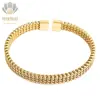 Pulseras Tejidas Transfronterizas Europeas y Americanas, Pulseras de Acero de Titanio de Lujo Ligero y Gama Alta, Oro Galvanizado al Vacío, Pulseras Abiertas Simples y de Moda