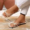 Chanclas planas estilo francés, zapatos de hada para usar al aire libre, nuevas sandalias de playa de verano 2026, sandalias plateadas