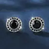 Brincos Pinduoduo Cross-Border Platina Pedra Branca Totalmente Cravejados Diamante Brilhante Redondo Embalagem Joias Versáteis High-End Estilo Francês