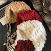 Nuevo Estilo 2025 Sombrero de Felpa con Borla de Piel de Conejo Real para Protección de Orejas para Mujer en Otoño e Invierno, Sombrero de Punto Cálido para Cara Pequeña, Sombrero Lei Feng para Esquiar