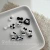 Preto e Branco Leite Café Bonito Tridimensional Dos Desenhos Animados Kitty Cat Nail Art Jóias Resina Arco Desgaste Unhas Decoração Colar
