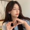 Pendientes de plata S925 con forma de oso y lazo de dibujos animados, estilo japonés y coreano, bonitos y dulces, con clip para las orejas para mujer, a la moda.