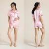 Pijama de Verano para Mujer con Rayas, Color Sólido, Pantalones Casuales Básicos para Dormir, Conjunto de Shorts de Manga Corta para Ropa de Casa de Mujer - Amazon Europeo y Americano