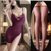 Nuevo conjunto de lencería sexy: vestido de tirantes de encaje transparente de doble capa, camisón de tirantes puro y seductor para mujer