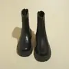 Botas de Moda de Suela Gruesa Estilo Británico para Mujer 2026 Nuevas Botas Individuales Primavera/Otoño Cremallera Trasera Punta Redonda Tacón Grueso Botas Cortas Ajustadas