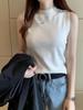 Vestido colorido das mulheres malha vest verão novo terno interno meia gola tartaruga cor sólida slim-fit gelo seda mangas top desgaste externo
