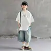 Ropa para Niños Conjunto de Verano para Niños 2026 Nueva Camiseta de Verano Estilo Deportivo Delgado Conjunto de Dos Piezas de Manga Corta para Niños Mayores