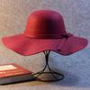 Sombrero de Lana Mori Elegante Color Sólido Ala Ancha Estilo Coreano Moda Sombrero de Mujer Versátil Lazo Copa Ola Sombrero