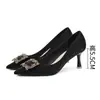 775-9 vermelho vinho saltos altos pés femininos não cansados sexy camurça salto fino sapatos de casamento fivela quadrada strass sapatos xiuhe