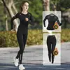 Conjunto Esportivo de Corrida de Veludo de Inverno para Mulheres, Conjunto para Corrida Matinal, Nova Roupa Quente de Secagem Rápida para Outono e Inverno, Roupas de Fitness e Yoga com Manga Longa