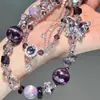 [Sonho de Borboleta Roxa] Corrente de Celular com Contas de Borboleta Roxa de Luxo Leve, Elegante de Indústria Pesada, Pingente de Bolsa Moderno e Versátil