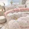 Juego de Cama de Colcha de Algodón de Xinjiang de Cuatro Piezas, Fácil de Cuidar, Funda de Colcha Individual para Dormitorio de Estudiante, Sábana, Funda de Almohada, Antiácaros