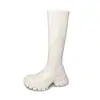 Botas Skinny de Piel Elástica para Mujer de Caña Alta Otoño Invierno Nuevas Punta Redonda Suela Gruesa Tacón Alto Cremallera Lateral Ajustadas a la Pierna Botas Altas hasta la Rodilla