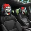 Funda de Reposacabezas para Coche con Estampado de Calavera Negra de Comercio Exterior Transfronterizo, Estilo Elástico Universal, Funda de Cabeza Universal Peculiar y Divertida