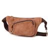 Bolsa de peito masculina retrô de couro genuíno com zíper de grande capacidade, bolsa de peito para esportes ao ar livre, bolsa transversal masculina casual