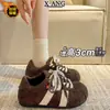 Zapatos de Entrenamiento Alemanes de Cuero Genuino con Suela Gruesa y Cordones Zapatos para Mujer 2026 Otoño Invierno Nuevos Zapatos de Pan con Forro de Terciopelo Zapatos de Algodón Zapatos Deportivos Casuales